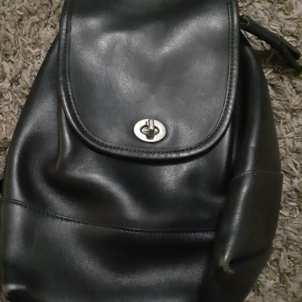 Coach Vintage 9791 Black Leather Drawstring Bckpk